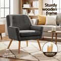 Artiss 2X Armchair Tub Chair Charcoal Accent Lounge
