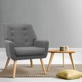 Artiss Armchair Linen Fabric Grey Charcoal