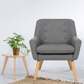 Artiss Armchair Linen Fabric Grey Charcoal