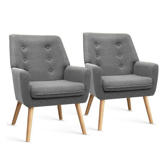 Artiss Armchair Tub Chair Accent Lounge Grey ANNE x2