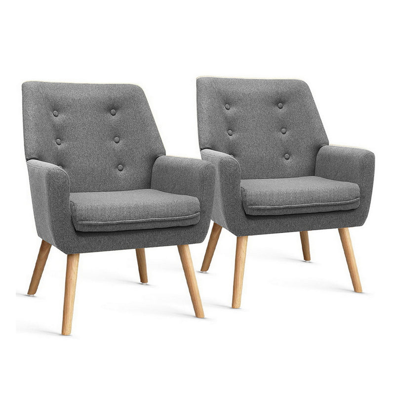 Artiss Armchair Tub Chair Accent Lounge Grey ANNE x2
