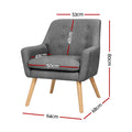 Artiss Armchair Tub Chair Accent Lounge Grey ANNE x2
