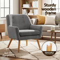 Artiss Armchair Tub Chair Accent Lounge Grey ANNE x2