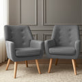 Artiss Armchair Tub Chair Accent Lounge Grey ANNE x2