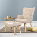 Artiss Armchair with Ottoman Beige Lansar