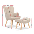 Artiss Armchair with Ottoman Beige Lansar