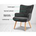 Artiss LANSAR Lounge Accent Chair Grey