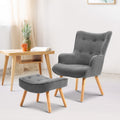 Artiss Armchair Ottoman Set Grey Lansar