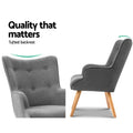 Artiss Armchair Ottoman Set Grey Lansar