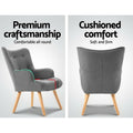 Artiss Armchair Ottoman Set Grey Lansar