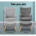 Artiss Armchair Ottoman Set Grey Lansar