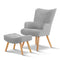 Artiss Armchair Ottoman Light Grey Fabric Lounge Chair