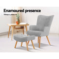 Artiss Armchair Ottoman Light Grey Fabric Lounge Chair