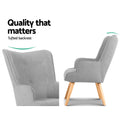 Artiss Armchair Ottoman Light Grey Fabric Lounge Chair