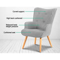 Artiss Armchair Ottoman Light Grey Fabric Lounge Chair