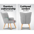 Artiss Armchair Ottoman Light Grey Fabric Lounge Chair