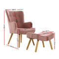 Artiss Armchair Ottoman Set Pink