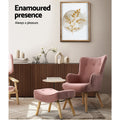 Artiss Armchair Ottoman Set Pink