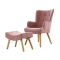 Artiss Armchair Ottoman Set Pink