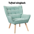Artiss Armchair Linen Fabric Blue Accent Chair Sofa Seat