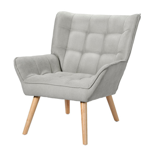 Artiss Armchair Grey Linen Fabric Accent Lounge Chair Cushion