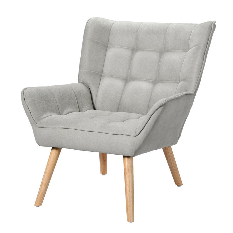 Artiss Armchair Grey Linen Fabric Accent Lounge Chair Cushion