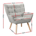 Artiss Armchair Grey Linen Fabric Accent Lounge Chair Cushion