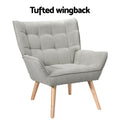 Artiss Armchair Grey Linen Fabric Accent Lounge Chair Cushion