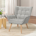 Artiss Armchair Grey Linen Fabric Accent Lounge Chair Cushion