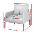 Artiss Grey Fabric Accent Armchair with Pillow