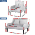 Artiss 4 Seater Sofa Set with Pillows Grey