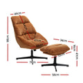 Artiss Armchair Ottoman Set Linen Orange