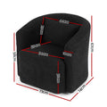Artiss Round Swivel Armchair Sherpa Fleece Black