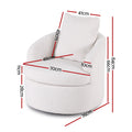 Artiss Round Swivel Armchair White Pillow