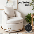 Artiss Round Swivel Armchair White Pillow
