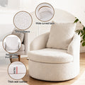 Artiss Round Swivel Armchair White Pillow