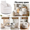 Artiss Round Swivel Armchair White Pillow