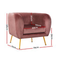 Artiss Velvet Armchair Pink Lounge Accent Chair Couch