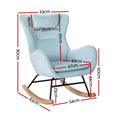 Artiss Rocking Chair Armchair Velvet Blue with Pillow