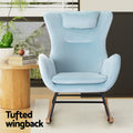 Artiss Rocking Chair Armchair Velvet Blue with Pillow