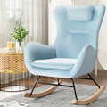 Artiss Rocking Chair Armchair Velvet Blue with Pillow