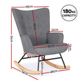 Artiss Rocking Armchair Nursing Chair Grey Linen Fabric