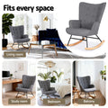 Artiss Rocking Armchair Nursing Chair Grey Linen Fabric