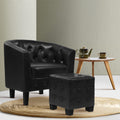 Artiss Black Armchair with Ottoman Ava