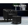 Artiss Black Armchair with Ottoman Ava