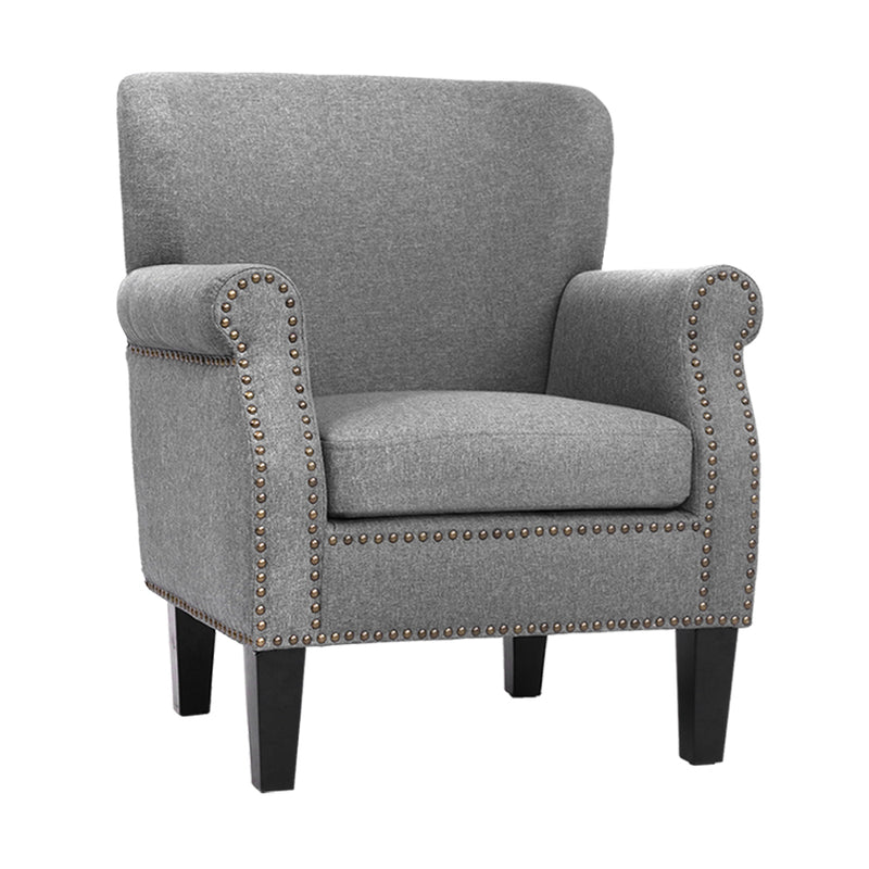 Artiss Armchair Accent Chair Retro Linen Grey Single Sofa