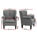 Artiss Armchair Accent Chair Retro Linen Grey Single Sofa