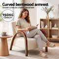 Artiss Teddy Fabric Armchair Curved Bentwood Arms with Cushion Beige