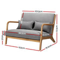 Artiss 2-Seater Loveseat Armchair Grey Fabric