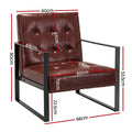 Artiss PU Leather Armchair Brown Metal Frame Lounge Accent Chair